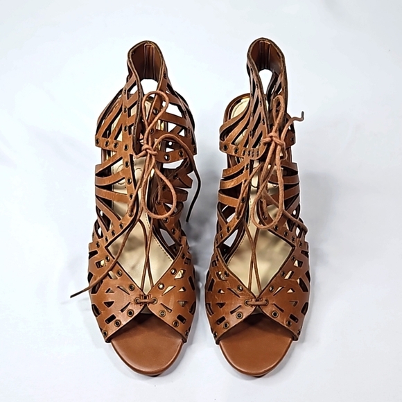 Jessica Simpson Emagine Brown Leather Sandals Size 6 - Picture 2 of 9